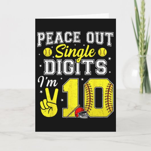10th Birthday Boy Softll Peace Out Single Digits 1 カード (正面)
