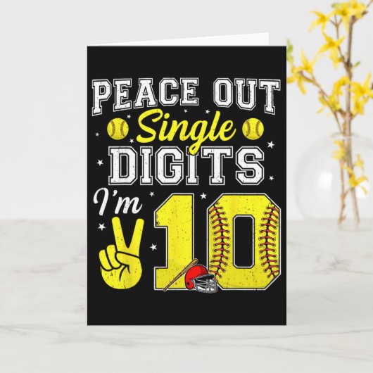 10th Birthday Boy Softll Peace Out Single Digits 1 カード (黄色い花)