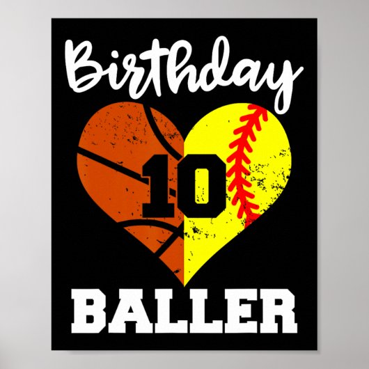 10th Birthday Byller Fun 10 Year Old Softbyll Bysk ポスター (正面)