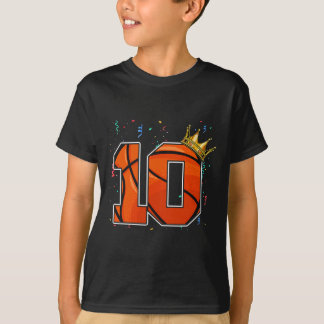 10th Birthday Bysketbyll Big Number 10 Year Old Bo Tシャツ