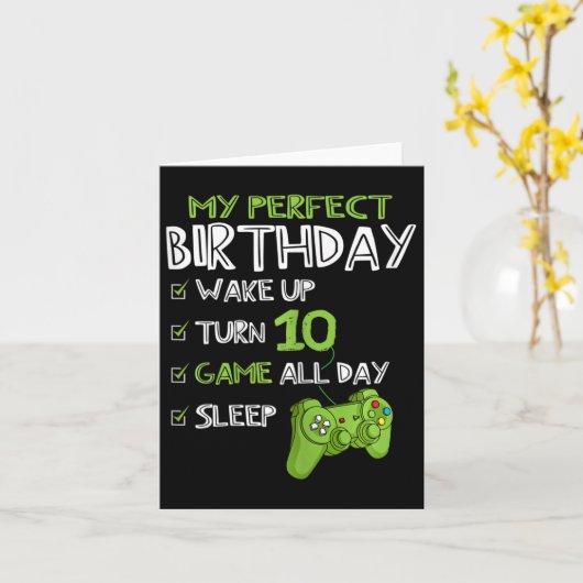 10th Birthday Gaming 10 Years Old Perfect Gamer Gi カード (黄色い花)