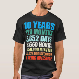 10th Birthday Gift Boy 10 Years Being Awesome Tシャツ