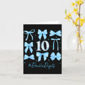 10th Birthday Girl Blue Coquette Bow 10 Year Old A カード (黄色い花)
