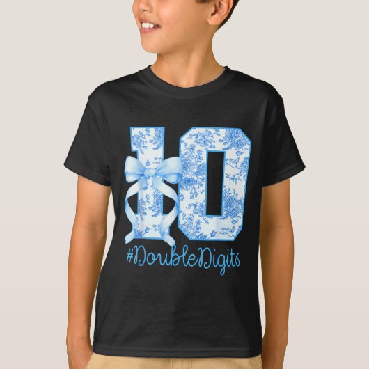 10th Birthday Girl Blue Coquette Bow 10 Year Old Tシャツ (正面)