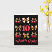 10th Birthday Girl Cherry Leopard Coquette Bow 10  カード (黄色い花)