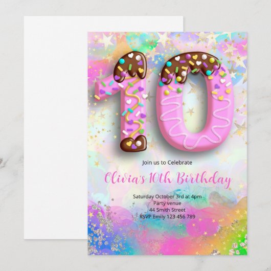 10th Birthday Girls Invitation 招待状 (正面/裏面)