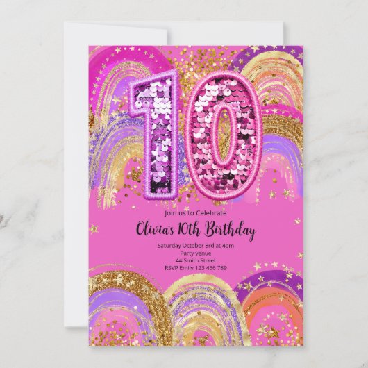 10th Birthday Girls Invitation 招待状 (正面)