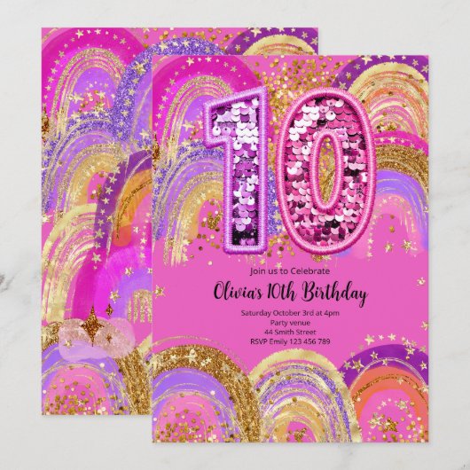 10th Birthday Girls Invitation 招待状 (正面/裏面)