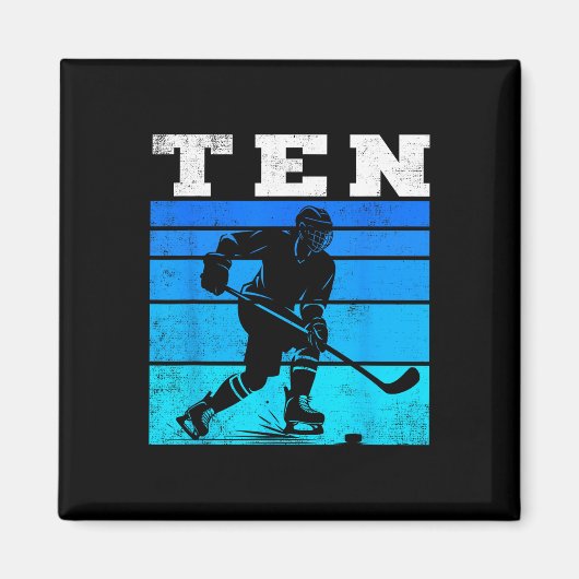 10th Birthday Ice Hockey Boys Ten Hockey Birthday  マグネット (正面)