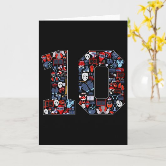 10th Birthday Ice Hockey Themed 10 Year Old Party  カード (黄色い花)
