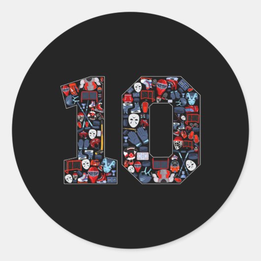 10th Birthday Ice Hockey Themed 10 Year Old Party  ラウンドシール (正面)