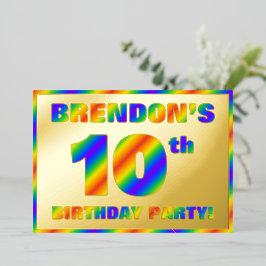 10th Birthday Party —おもしろい、レインボースペクトル「10」 箔招待状