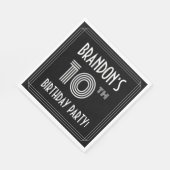 10th Birthday Party:アールデコスタイル+名前をカスタムする スタンダードランチョンナプキン (角)