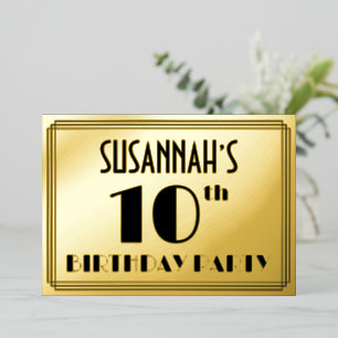 10th Birthday Party —アールデコ検索「10」 +名前 箔招待状