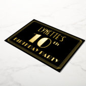 10th Birthday Party:アールデコ「10」、名前つき 箔招待状 (回転した状態)