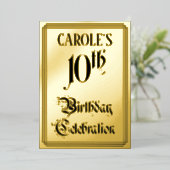 10th Birthday Party – スクリプエレガントト+名前をカスタムする 箔招待状 (立ち正面)