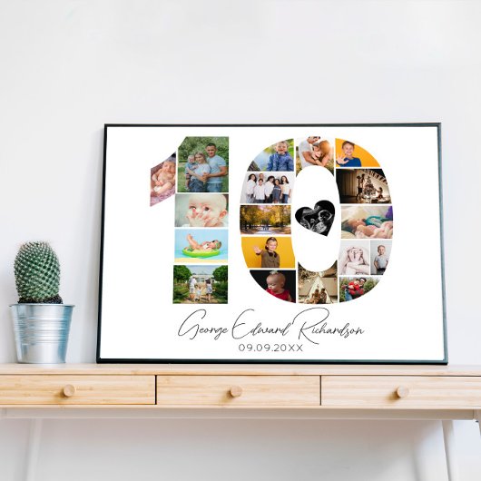 10th Birthday Photo Collage Poster Keepsake ポスター