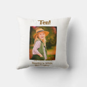 10th birthday photo name date simple brown beige b クッション (裏面)