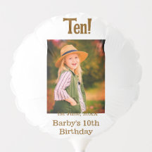 10th birthday photo name date simple brown beige b