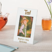 10th birthday photo name date simple brown beige b 台座サイン (インサイチュ)