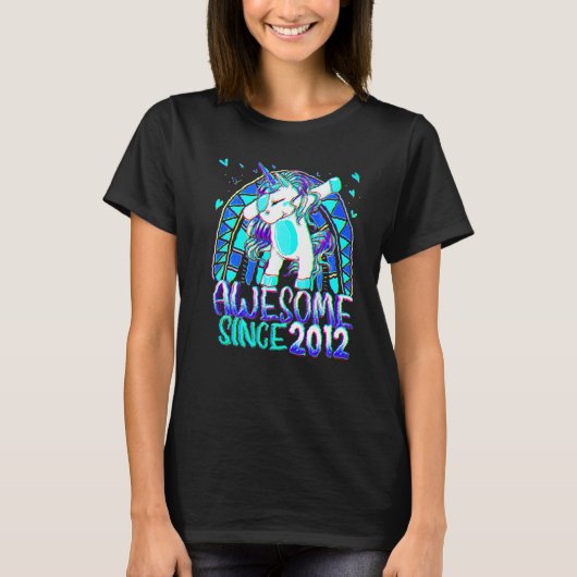10th Birthday Rainbow 10 Year Old Dabbing Unicorn  Tシャツ (正面)