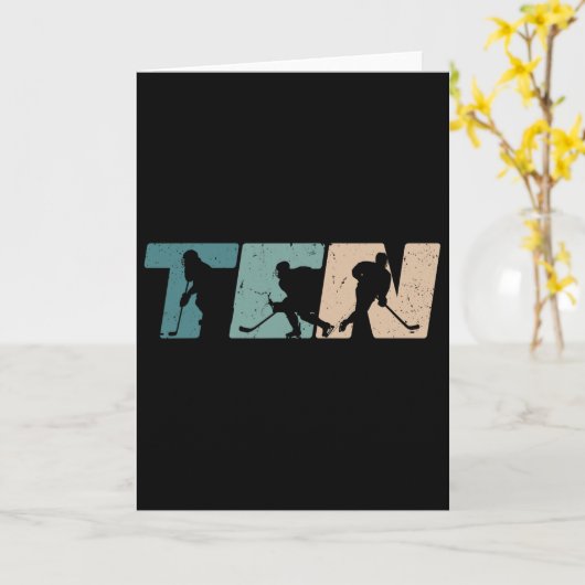 10th Birthday Retro Ice Hockey 10 Years Old Boy Gi カード (黄色い花)