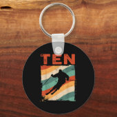 10th Birthday Retro Ski Skiing 10 Year Old Boys Gi キーホルダー (正面)