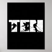 10th Birthday Retro Ski Skiing 10 Year Old Boys Gi ポスター (正面)