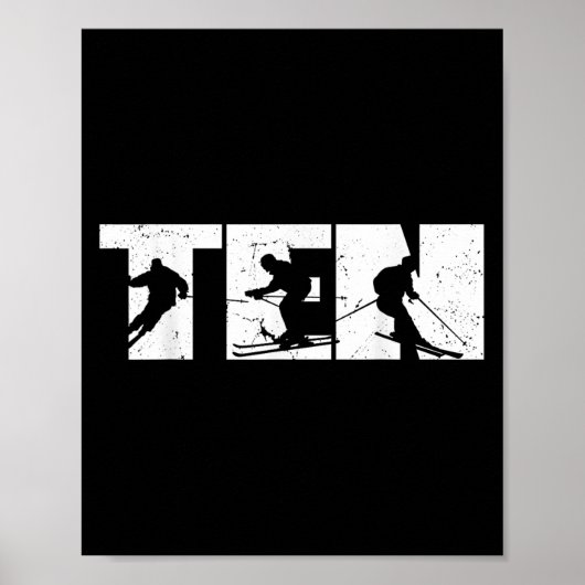 10th Birthday Retro Ski Skiing 10 Year Old Boys Gi ポスター (正面)