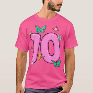 10th Birthday Shirt Butterflies 10 Years Old Girls Tシャツ