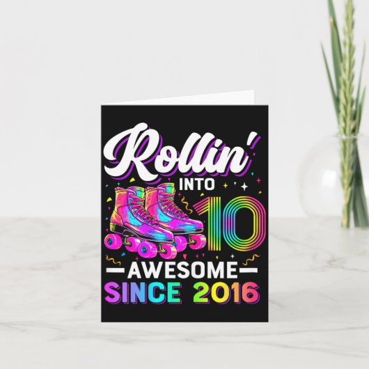 10th Birthday Shirt Girl 10 Year Old Roller Skate カード (正面)