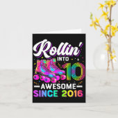 10th Birthday Shirt Girl 10 Year Old Roller Skate カード (黄色い花)