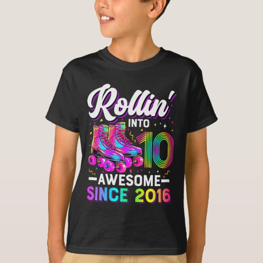 10th Birthday Shirt Girl 10 Year Old Roller Skate Tシャツ (正面)