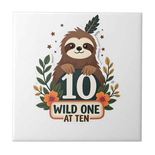 10th Birthday Sloth Vintage Wild One Shirt タイル (正面)