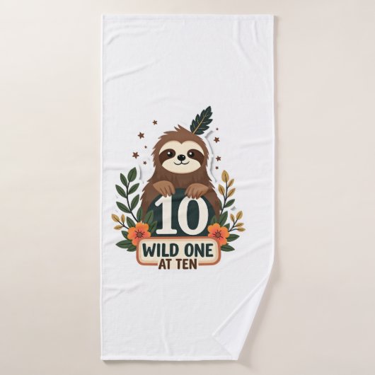 10th Birthday Sloth Vintage Wild One Shirt バスタオル (バスタオル)