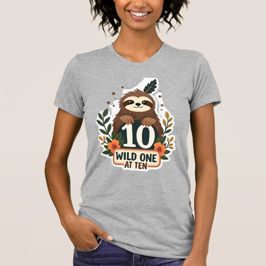 10th Birthday Sloth Vintage Wild One Shirt Tシャツ (正面)