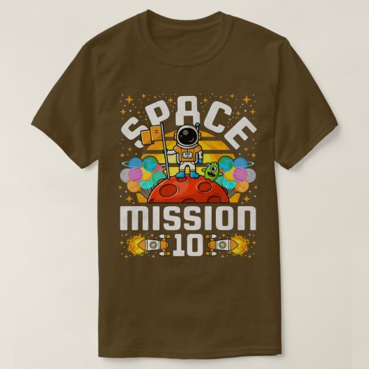 10th Birthday Space Mission 10 Years Old Astronaut Tシャツ (デザイン正面)