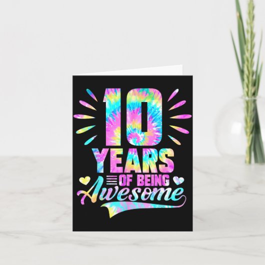 10th Birthday Tie-dye 10 Year Of Being Awesome  カード (正面)