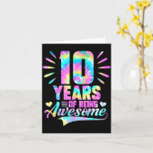 10th Birthday Tie-dye 10 Year Of Being Awesome  カード (黄色い花)