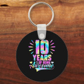 10th Birthday Tie-dye 10 Year Of Being Awesome キーホルダー (正面)