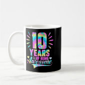 10th Birthday Tie-dye 10 Year Of Being Awesome  コーヒーマグカップ (左)