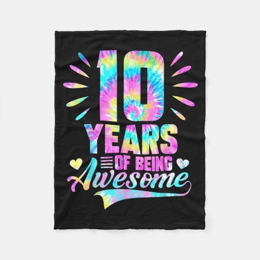 10th Birthday Tie-dye 10 Year Of Being Awesome  フリースブランケット (正面)