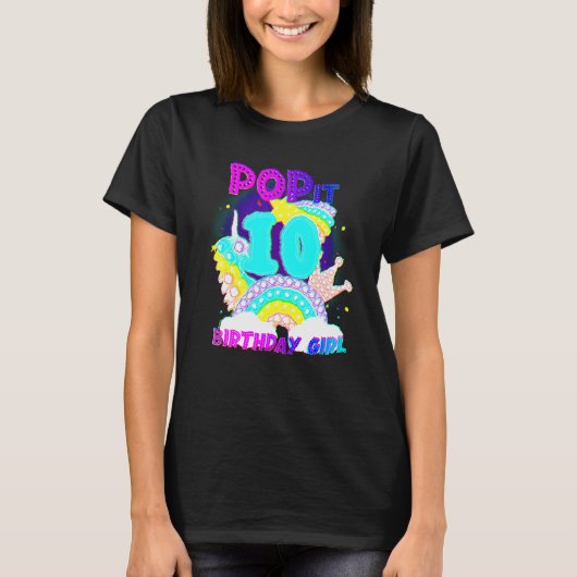 10th Birthday Unicorn Fidget Pop It Birthday Girl  Tシャツ (正面)