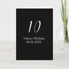 10th birthday white black name date calligraphy  カード