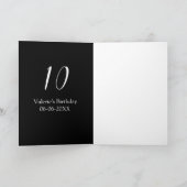 10th birthday white black name date calligraphy  カード (内部)