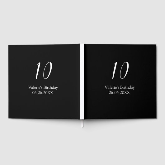 10th birthday white black name date calligraphy  ゲストブック (全面)