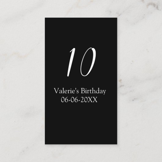 10th birthday white black name date calligraphy  名刺 (裏面)