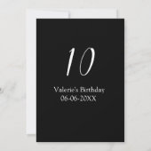 10th birthday white black name date calligraphy  招待状 (裏面)
