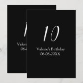 10th birthday white black name date calligraphy  招待状 (正面/裏面)