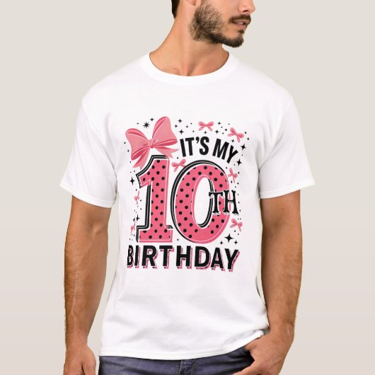 10th Coquette Birthday Girl 10 Years Old Girl Coqu Tシャツ (正面)
